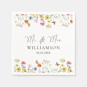 Wildflower Butterflies Boho de heer & Mrs Wedding Servet