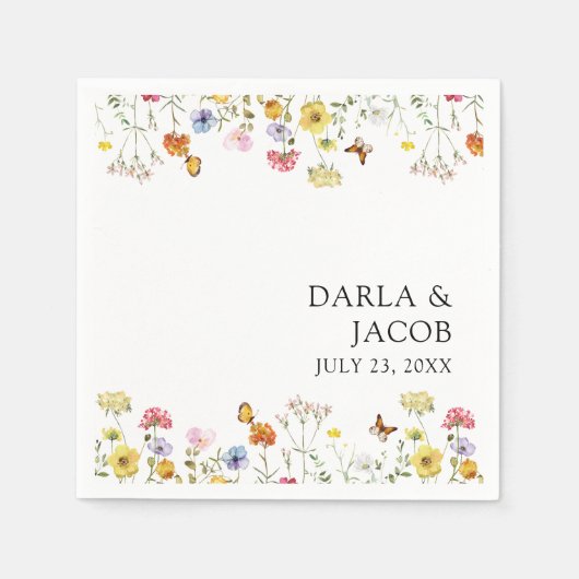 Wildflower Butterflies Boho Wedding Servet (Voorkant)