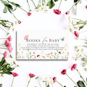 Wildflower Butterfly Bee Baby shower Boek Aanvraag Informatiekaartje