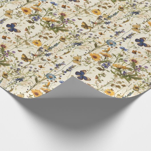 Wildflower & Butterfly Decoupage: kunst Cadeaupapier (Hoek)