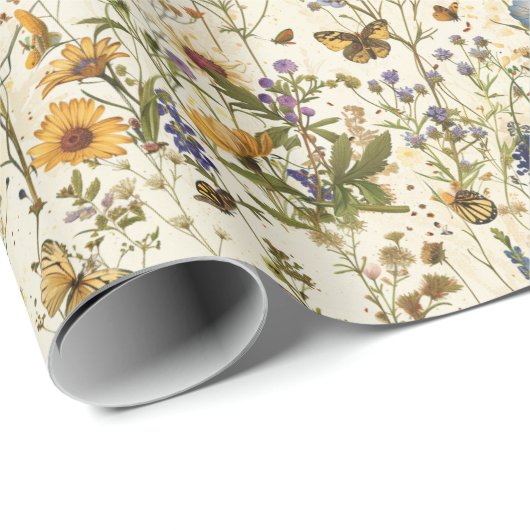 Wildflower & Butterfly Decoupage: kunst Cadeaupapier (Rol Hoek)