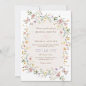 Wildflower Butterfly Garden QR Code Wedding Kaart (Voorkant)