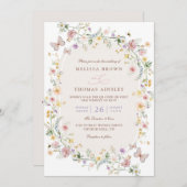 Wildflower Butterfly Garden QR Code Wedding Kaart (Voorkant / Achterkant)