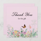 Wildflower Butterfly Pink Dank u kaart (Voorkant / Achterkant)