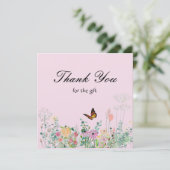 Wildflower Butterfly Pink Dank u kaart (Staand voorkant)