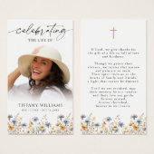 Wildflower Celebration of Life Cross Prayer Card (Devant & derrière)