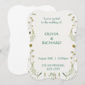 Wildflower classic floral Minimalist Invitations Kaart (Voorkant / Achterkant)