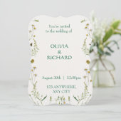Wildflower classic floral Minimalist Invitations Kaart (Staand voorkant)