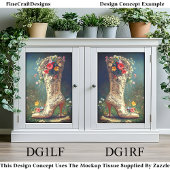  Wildflower Cowgirl Boot DG1RF Decoupage Tissuepapier