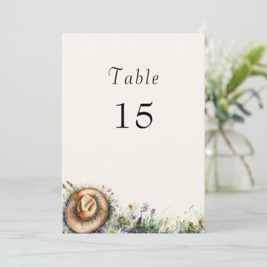 Wildflower Cowgirl Rustieke Bloemen Tafel Nummer Kaart (Staand voorkant)