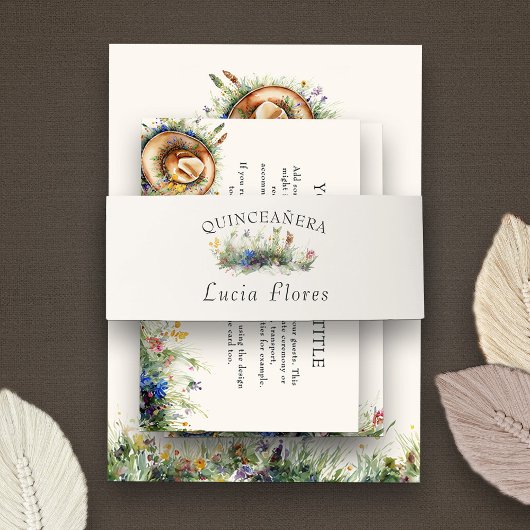 Wildflower Cowgirl Rustieke Elegantie Quinceanera Uitnodigingen Wikkel