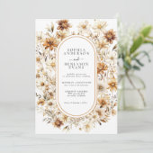 Wildflower Cream Boho Bloemen Bruiloft Kaart (Staand voorkant)