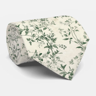 Wildflower Cream en groene botanische wijnstok bru Stropdas