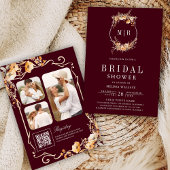 Wildflower Crest QR Code Bourgogne Vrijgezellenfee Kaart