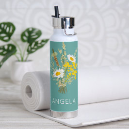 Wildflower Daisies Bloemboeket Aangepaste naam Waterfles