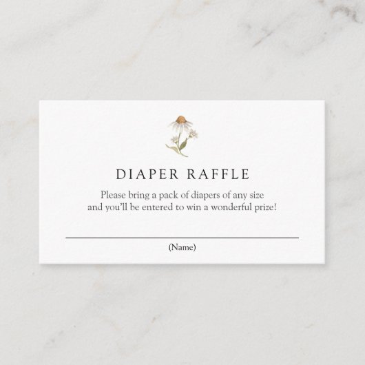 Wildflower Daisy Luier Raffle Behuizing Kaart (Voorkant)