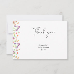 Wildflower dank je baby shower bedankkaart