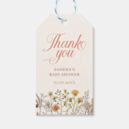 Wildflower Dank u Baby shower Cadeaulabel