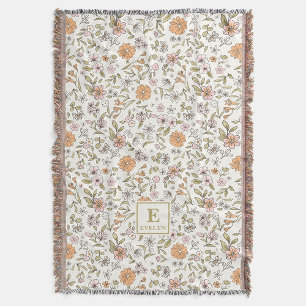 Wildflower Dekenkussen Met Naam en Monogram Deken