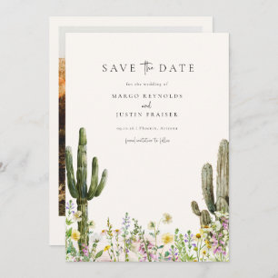 Wildflower Desert Wedding Photo Sla de datum op Kaart