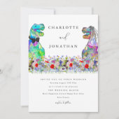 Wildflower Dinosaur Theme Wedding Kaart (Voorkant)