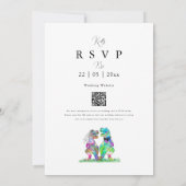 Wildflower Dinosaur Theme Wedding Kaart (Achterkant)