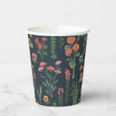 Wildflower donkerblauw Vrijgezellenfeest Papieren Bekers (Links)