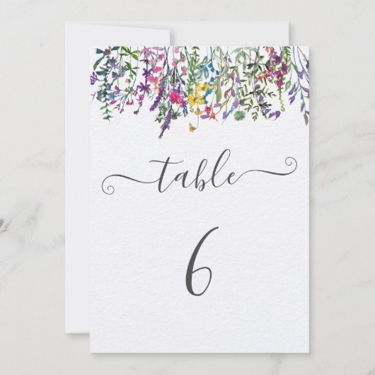 Wildflower Doopsel Zitting Grafiek Tafelnummer (Achterkant)