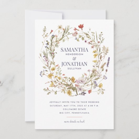 Wildflower Dubbelzijdig QR Bruiloft Kaart (Voorkant)