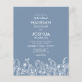 Wildflower Dusty Blue Botanical Wedding Invitation (Voorkant)
