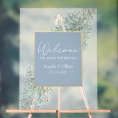 Wildflower Dusty Blue Wedding Memorial Acryl Bord (Neutraal)