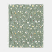 Wildflower Dusty Sage Floral Green Fleece Deken (Voorkant)