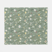 Wildflower Dusty Sage Floral Green Fleece Deken (Voorkant (Horizontaal))
