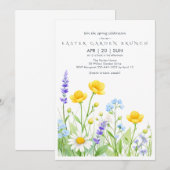 Wildflower Easter Garden Brunch Invitation Card (Devant / Derrière)