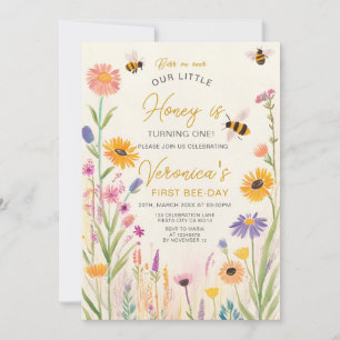 Wildflower eerste bijendag verjaardagsfeest kaart