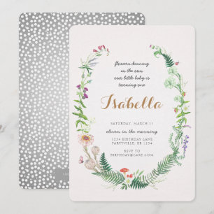 Wildflower eerste verjaardag uitnodiging