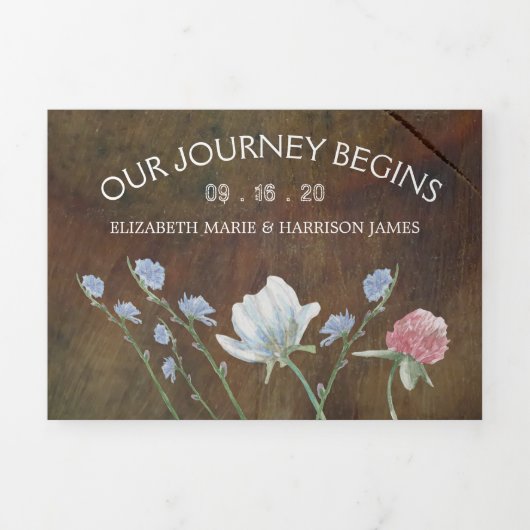 Wildflower eiken houten trouwsuite drieluik uitnodiging (Cover)