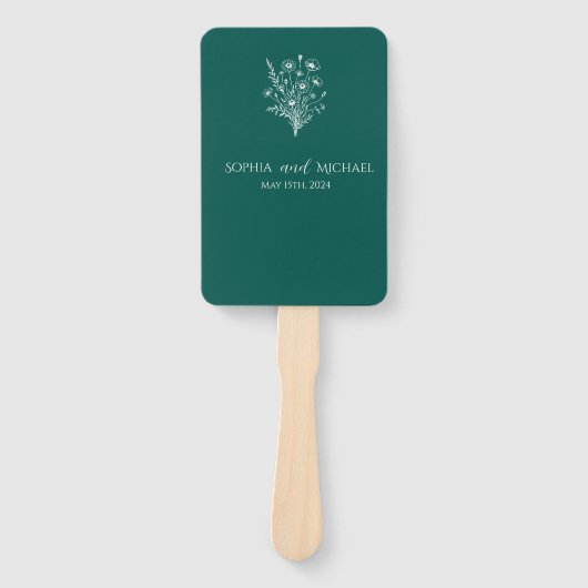 Wildflower Elegance-bruiloft programma Handwaaier (Voorkant)