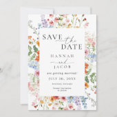 Wildflower Elegant Floral Photo QR Code Wedding Save The Date (Voorkant)