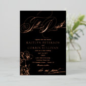 Wildflower Elegant Gothic Wedding Folie Uitnodiging (Staand Voorkant)