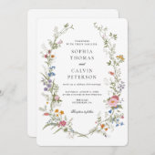 Wildflower Elegant Vintage bruiloft Kaart (Voorkant / Achterkant)