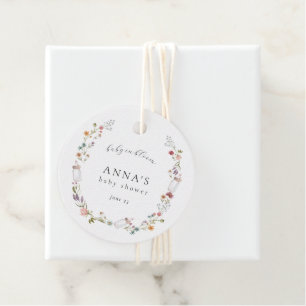 Wildflower en Bottle Wreath Baby shower Bedankjes Labels