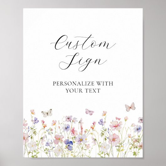 Wildflower en vlinders aangepaste teken poster (Voorkant)