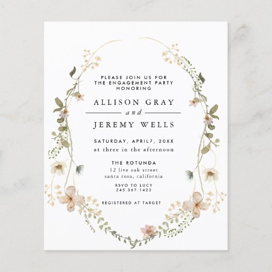Wildflower Engagement Party Invitation Flyer (Voorkant)