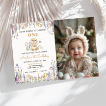 Wildflower Enkele Bunny Girl Verjaardagsfoto