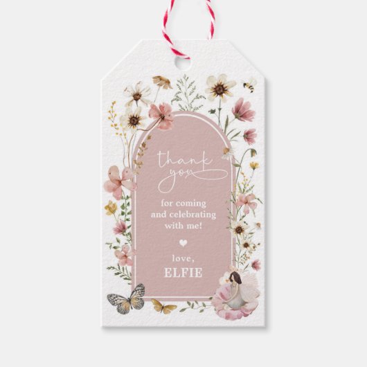 Wildflower Fairy Dusty Pink Garden Verjaardagsguns Cadeaulabel (Voorkant)