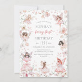 Wildflower Fairy First 1st Birthday Invitation (Devant)