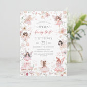 Wildflower Fairy First 1st Birthday Invitation (Debout devant)