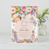 Wildflower Fairy First 1st Birthday Invitation Kaart (Staand voorkant)