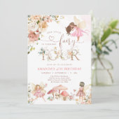 Wildflower Fairy Four Girl 4th Birthday Invitation (Debout devant)